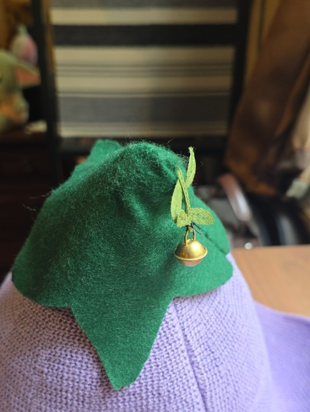 Lavender Witch Hat with Green Leaf Accent - Picture 3 of 4